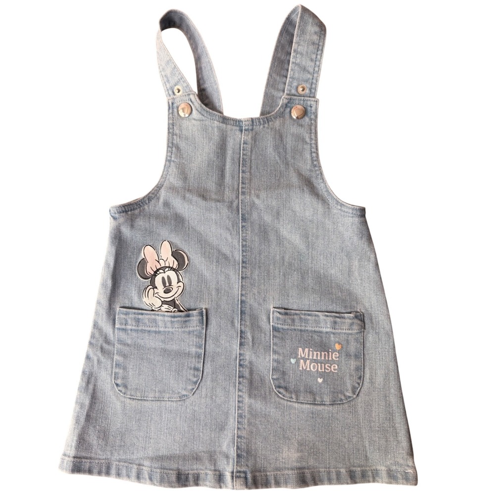 Disney Minnie Mouse Denim Pinafore Dress Jumper Size 24M